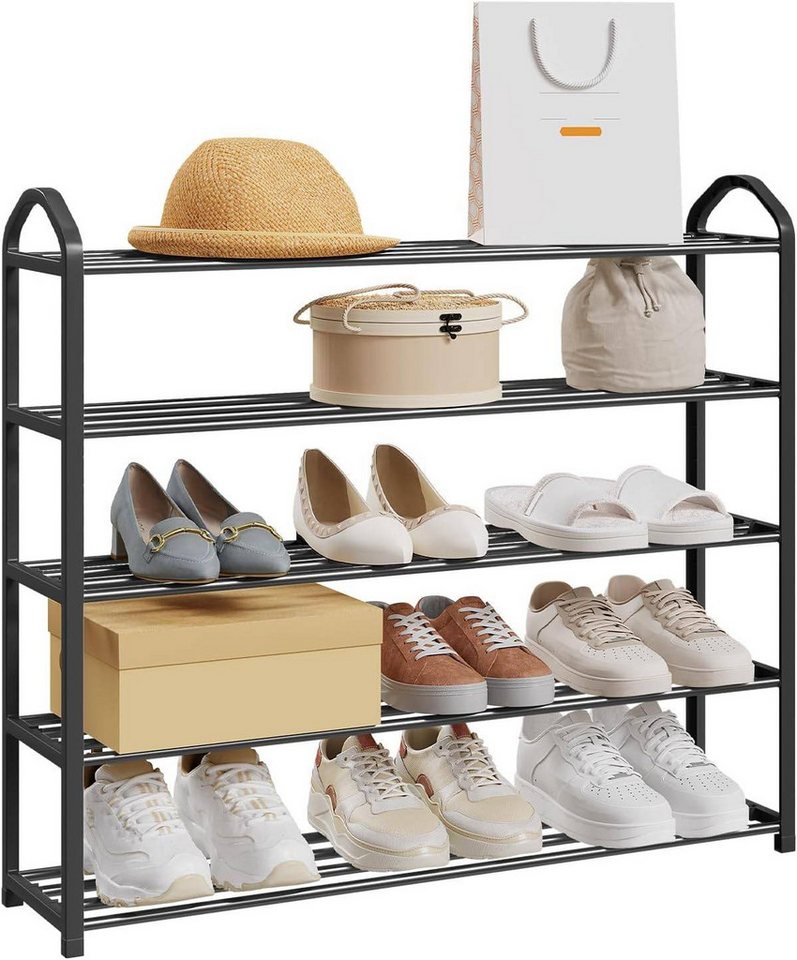 EUGAD Schuhregal, 1-tlg., 5-Ebenen–Metallrohrgestell, für Flur, Wohnzimmer, Schlafzimmer von EUGAD