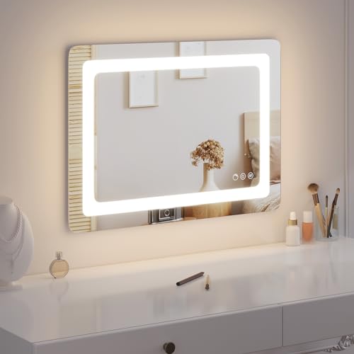 EUGAD Spiegel mit Beleuchtung 50X70cm Badspiegel Anti-Beschlag Wandspiegel, Dimmbar Badezimmerspiegel,IP44 Energiesparend Led, 3 Lichtfarben, Touch-Schalter und Speicherfunktion von EUGAD