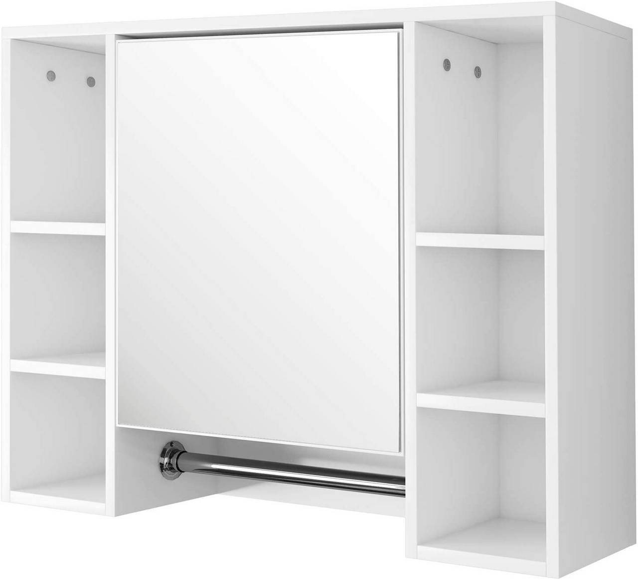 EUGAD Spiegelschrank (1-St) mit 8 Ablagen Wandschrank mit Tür 80x20x60cm Weiß von EUGAD
