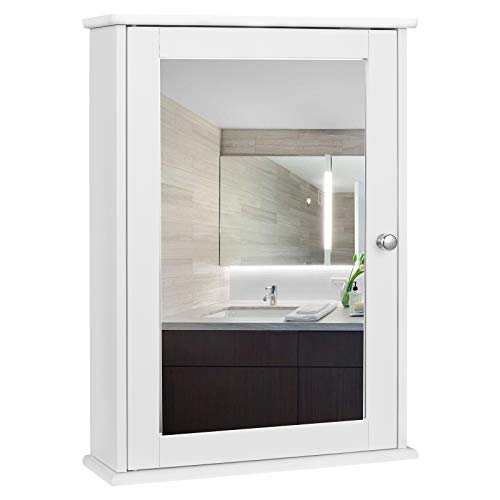 EUGAD Spiegelschrank für Badzimmer Hängeschrank Badschrank Spiegel mit Ablage Schminkschrank aus Holz 42 x 58,5 x 12 cm weiß von EUGAD