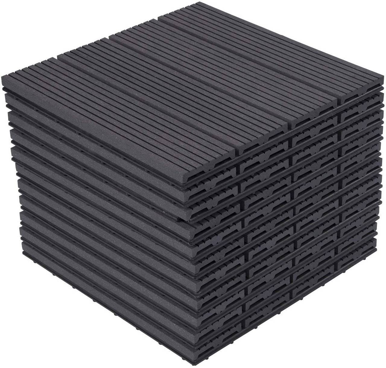 EUGAD WPC Terrassenplatte, 300x300, Anthrazit, 11 Stücke für 1m², wetterfest von EUGAD