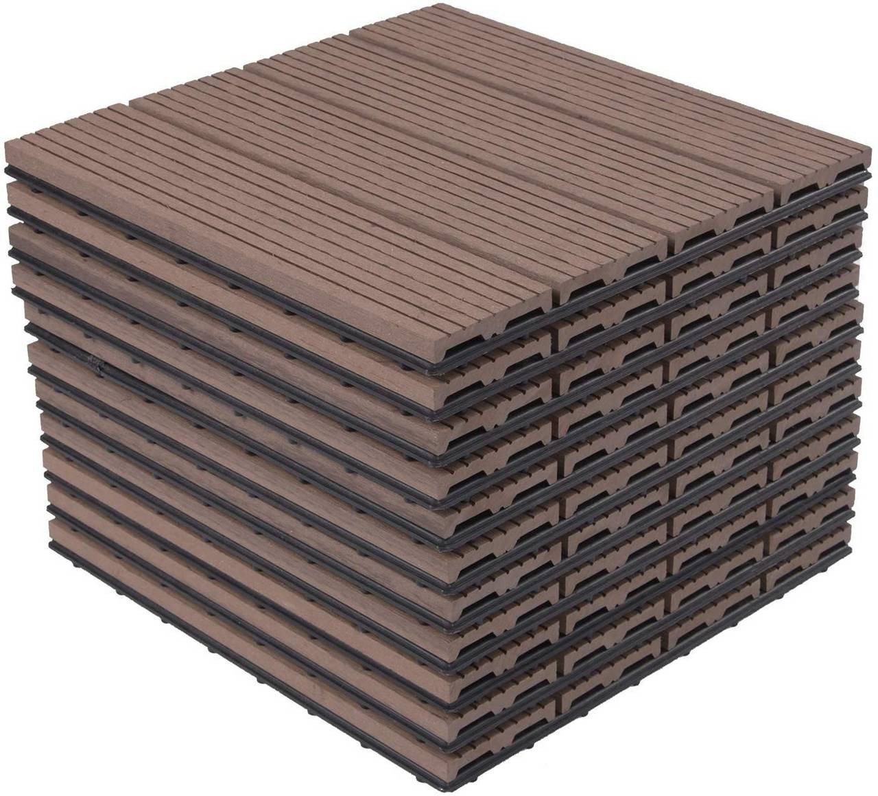 EUGAD WPC Terrassenplatte, 300x300, Braun, 11 Stücke für 1m², wetterfest von EUGAD