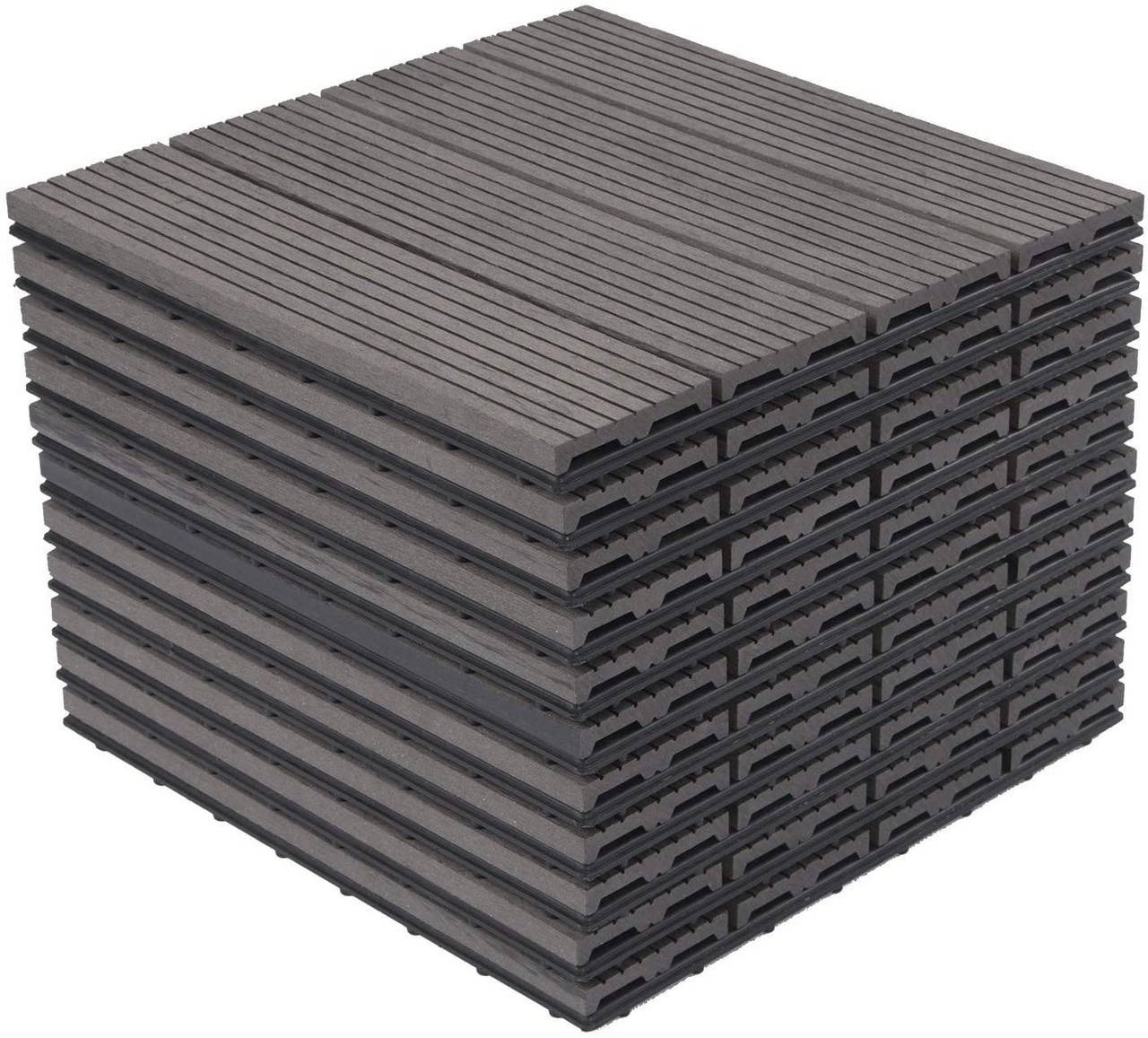 EUGAD WPC Terrassenplatte, 300x300, Grau, 11 Stücke für 1m², wetterfest von EUGAD