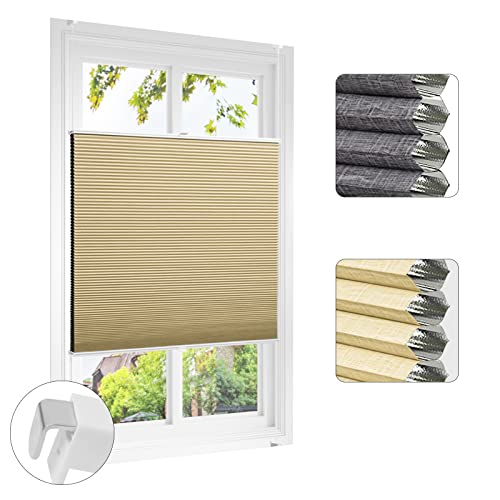 EUGAD Plissee ohne Bohren Klemmfix Wabenplissee Verdunklung Thermo Zweifarbig Beige-Weiß 70x200 cm Doppelplissee Faltrollo 100% Blickdicht, Sonnenschutz & Schallschutz Plisseerollo für Fenster & Tür von EUGAD