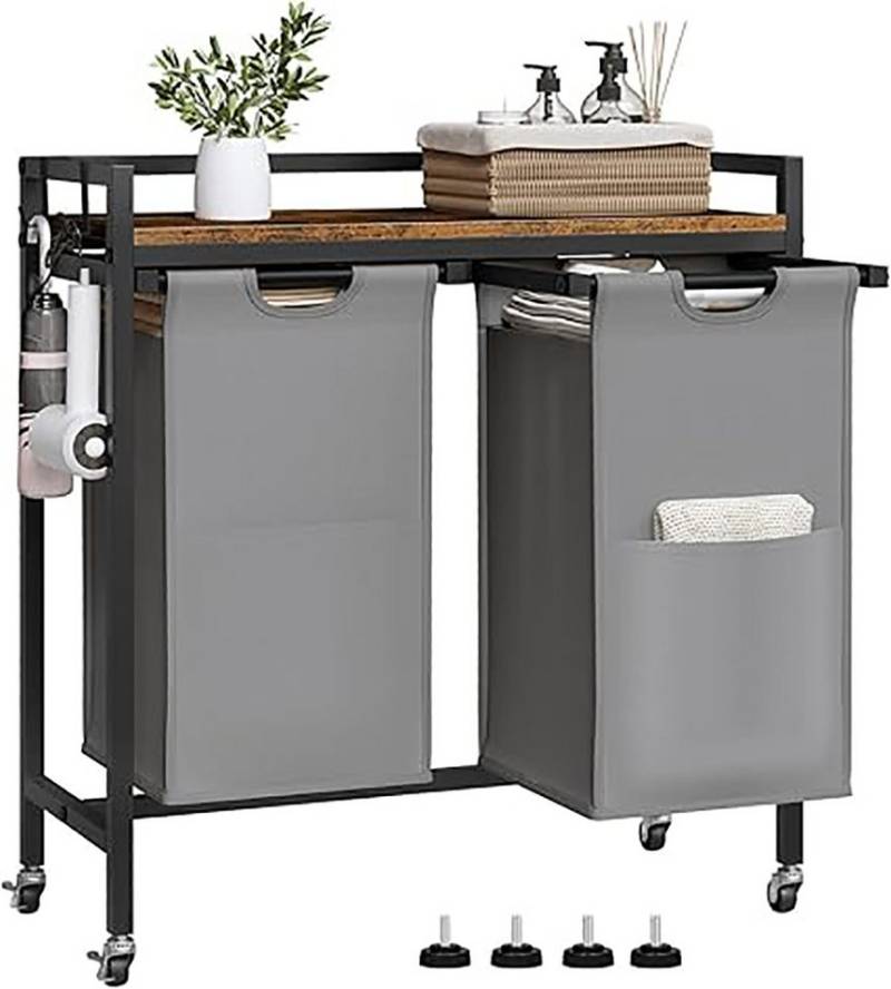 EUGAD Wäschekorb (1 St), Wäschesammler, mit Rollen, Ablage, Haken, ausziehbar abnehmbar von EUGAD