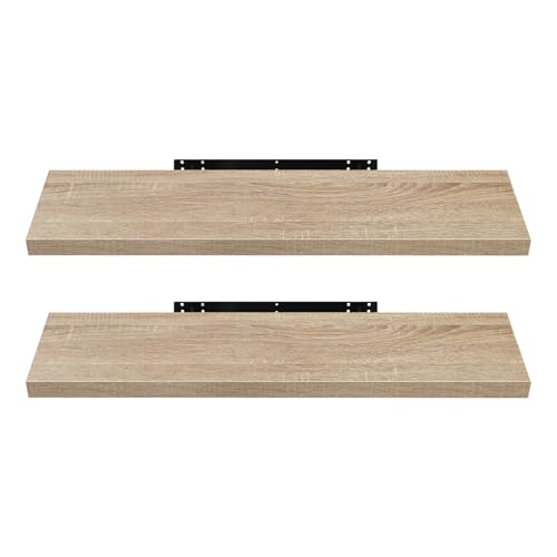 EUGAD Wandregal Wandboard 2er Set Hängeregal Holz Board Modern Eiche Gelb 120x22,9x3,8cm 0120QJ-2 von EUGAD
