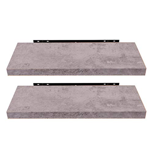 EUGAD Wandregal Grau, Regal Wand 2er Set für Wohnzimmer/Büro, 60cm Hängeregal mit Bilderrahmen für Schlafzimmer Decor, von EUGAD