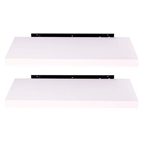 EUGAD Wandregal Weiß, Regal Wand 2er Set für Wohnzimmer/Büro, Hängeregal mit Bilderrahmen für Schlafzimmer Decor, 80cm Regalbrett Schmall, von EUGAD