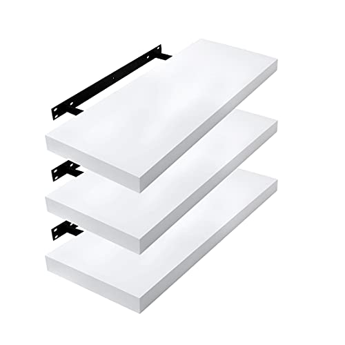 EUGAD Wandregal Wandboard 3er Set Hängeregal Holz Board Modern Weiß, 100x22.9x3.8 cm 0039QJ-3 von EUGAD