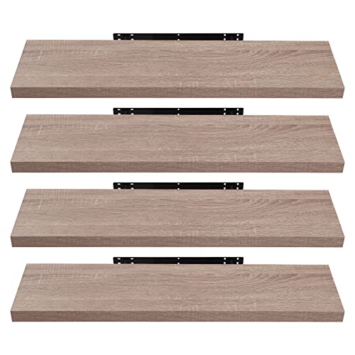 EUGAD Wandregal Wandboard 4er Set Hängeregal Holz Board Modern Eiche Gelb 120x22,9x3,8cm 0120QJ-4 von EUGAD