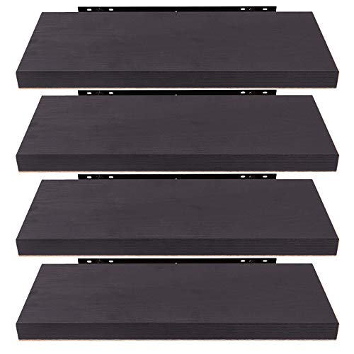 EUGAD Wandregal Wandboard 4er Set Hängeregal Holz Board Modern Schwarz Holzdeko 100x22,9x3,8cm 0127QJ-4 von EUGAD