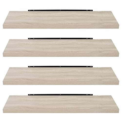 EUGAD Wandregal Wandboard 4er Set Hängeregal Holz Board Modern Sonoma Eiche 100x22,9x3,8cm 0041QJ-4 von EUGAD