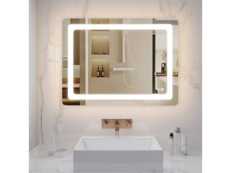 EUGAD Wandspiegel (1-St), Badspiegel mit Beleuchtung Anti-Beschlag, Dimmbar von EUGAD