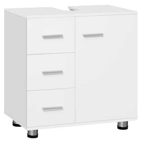 EUGAD Waschbeckenunterschrank, Badezimmerschrank mit 3 Schubladen, 2 Fächer hinter Tür, verstellbare Ablage, Badezimmer Unterschrank, Waschtischunterschrank weiß, 60x59,5x30 cm EUGAD Waschbeckenunterschrank, Badezimmerschrank mit 3 Schubladen, 2 Fächer hinter Tür, verstellbare Ablage, Badezimmer Unterschrank, Waschtischunterschrank weiß, 60x59,5x30 cm von EUGAD