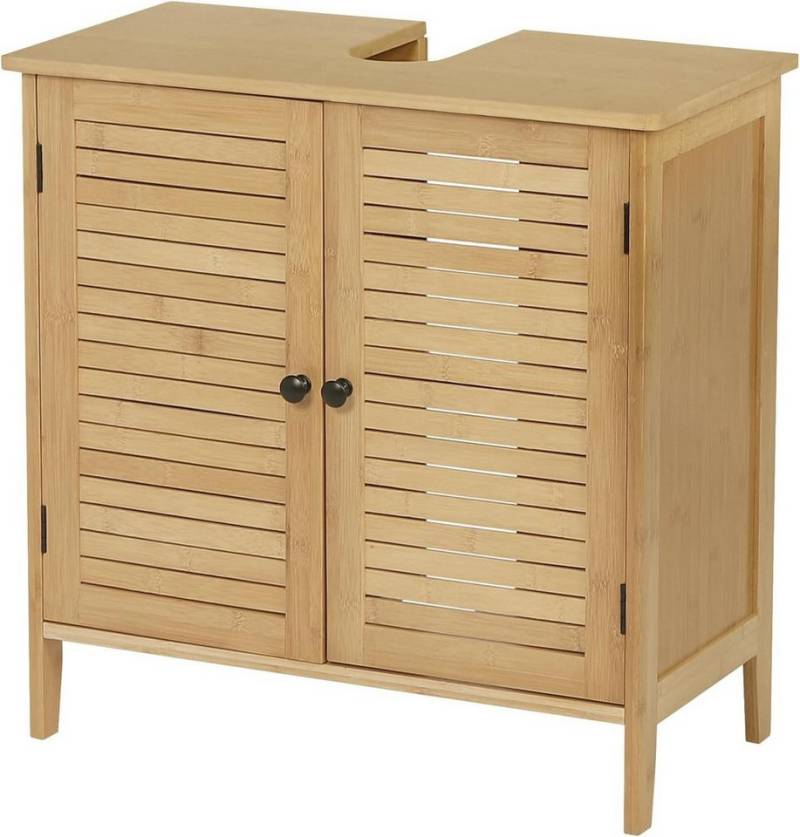 EUGAD Waschbeckenunterschrank (1-St) mit 2 Türen 60x30x60cm Bambus von EUGAD