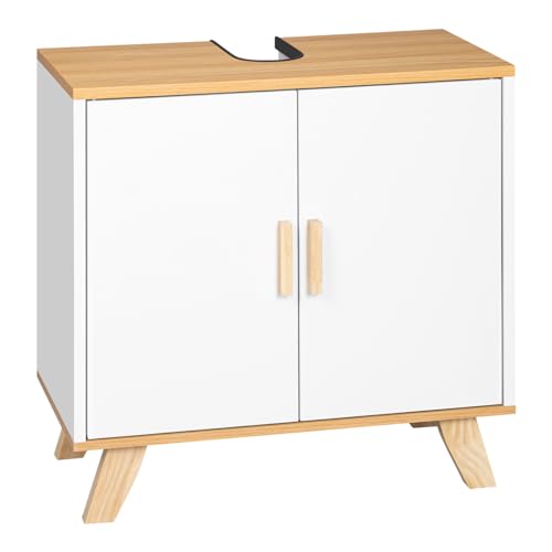 EUGAD Waschbeckenunterschrank Unterschrank Badezimmerschrank Waschtisch Badschrank mit 2 Türe 60 x 30 x 60 cm Weiß von EUGAD