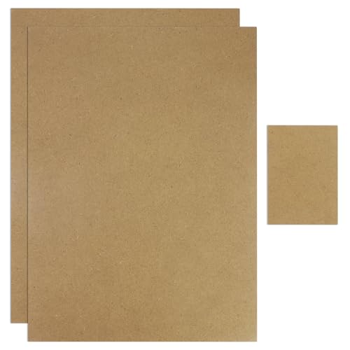 2 Stück A3 MDF Holzplatten zum Basteln, 2mm Mittlere Dichte Fiberboard Holz Blatt Holzbretter MDF Platten für Lasergravur, Malerei und Dekor (42 x 30cm), mit 1 Stück 5-Zoll-Bastelholzbrett von EUGENEKELLY