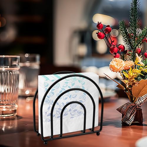 EUIEUT Serviettenhalter 14*13*6cm Serviettenspender Schwarz Serviettenständer Metall Servietten Halterung Vertikaler Taschentuchspender Tisch Küchenzubehör napkin holder für Küche Restaurant Hotel von EUIEUT