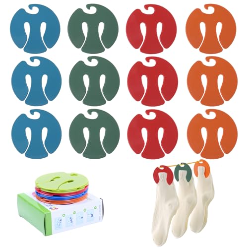 12 Stück Sockenklammern, Mehrzweck-Sockenhalter für Waschmaschine und Trockner, Sockenclips Direkt in Die Schublade Ohne sie zu Falten, Sockenhalter aus Kunststoff für alle Sockengrößen von EUIOOVM