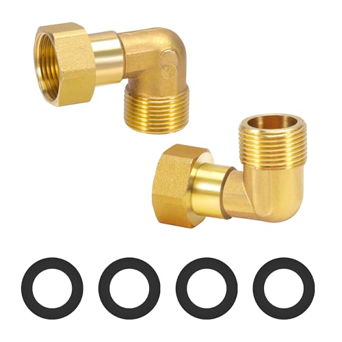 2 Stück 3/4'' Messing Beweglich Verschraubung, 3/4 Zoll Fitting Winkel 90° AG x IG Verschraubung aus Messing für Wasserinstallationen, Zentralheizungssysteme Anschluss an Gas und Flüssigkeitsleitungen von EUIOOVM