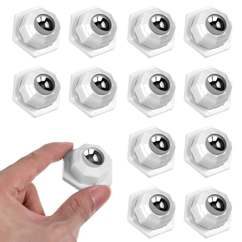 EUIOOVM Kugelrollen 12 Stück Kugelrollenlager Möbelrollen Klein Selbstklebende Lenkrollen mit 2 Befestigungslöchern 360 Flach Grad Kugellager Schwerlastrollen für Möbelkufen Förderrollen von EUIOOVM