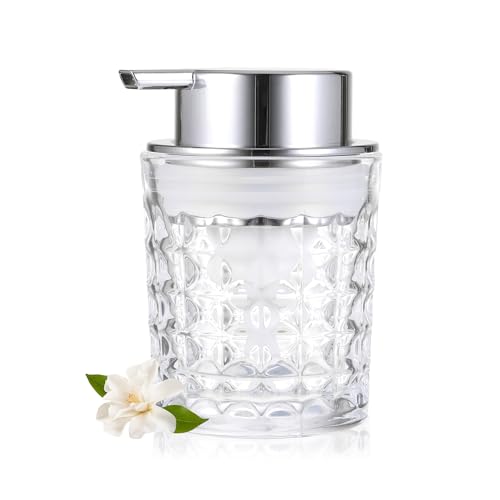 EUIOOVM Seifenspender aus Transparentem, 200ML, mit ABS-Kunststoff Pumpe, Seifenspender Glas mit Diamant Design für Badezimmer & Küche Arbeitsplatte Soap Dispenser von EUIOOVM