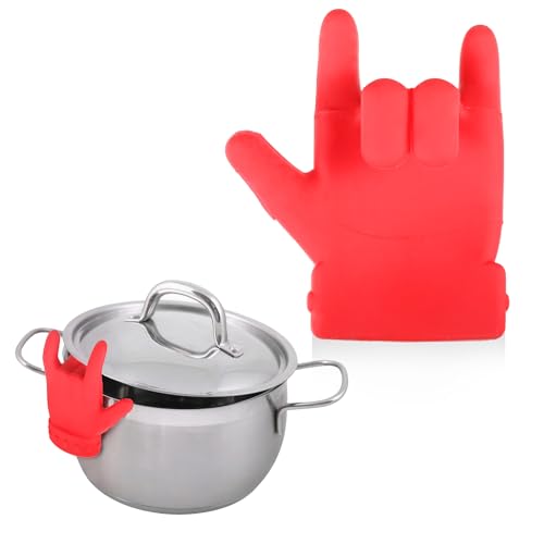 EUIOOVM Silicone Hand Topfdeckelheber, Hand Kochlöffelhalter Finger Spoon Holder, BPA-Free Topf-Deckelhalter Küche, Halter für Kochlöffel, Steam Releaser, Dampfablasser für Geburtstag von EUIOOVM