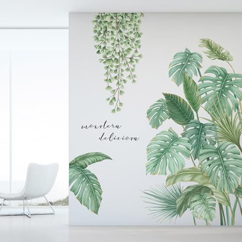 EUIOOVM Wandtattoo Pflanzen Tropische Blätter Wandaufkleber Grün Pflanze Wandsticker Hängende Rebe Dschungel Wandtattoo Kinderzimmer Deko für Modern Küche Wohnzimmer Flur Wand Deko Wall Stickers von EUIOOVM