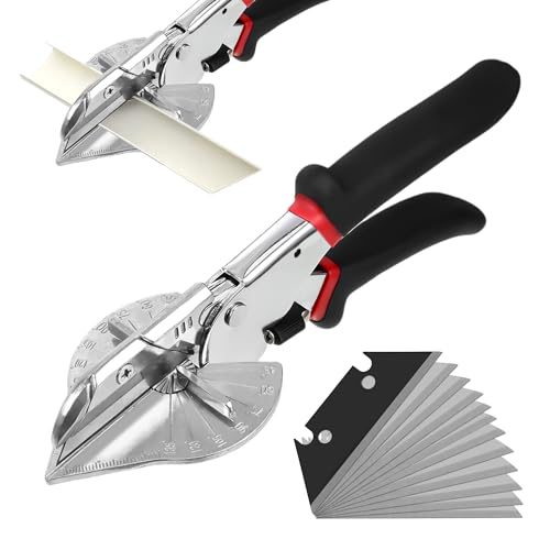 45 grad schneider, Schere für Kabelkanal,Schere mit Winkel Gehrungsschere,präzisen Schnitt Weichholz Zierleiste PVC MDF, verstellbar von 45 bis 135 Grad mit 12 Ersatzklingen von EUIOOVM