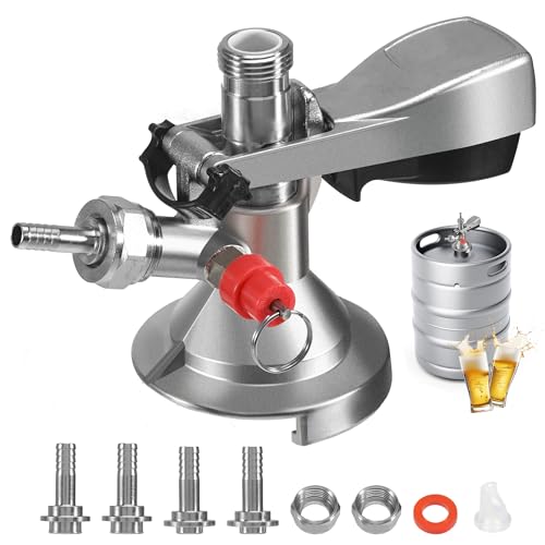 Keg Verschluss Zapfkopf G5/8 Gewinde, Kegverschluss Zapfkopf Typ A mit Überdruckventil 304 Edelstahl Brauen Bierfass Fasshähne Keg Kombi Zapfkopf für Heimbrausystem, Bars, Restaurants, Familienfeiern von EUIOOVM