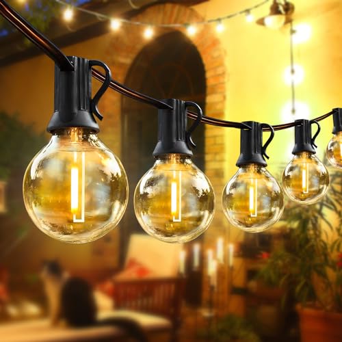 LED Lichterkette Außen 20M Lichterkette Outdoor strom mit 30+4 G40 Birnen IP65 Wasserdicht Innen/Außen Lichterkette Glühbirnen 2700k Warmweiß Lichterketten für Garten, partyzelt, Hochzeiten von EUJAM