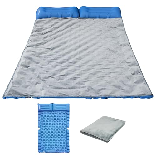 EULANT Aufblasbare Auto Matratze mit Samtdecke, 2in1 Luftmatratze mit Fußpumpe für Auto Kofferraum,Warm 2 Personen Luftbett für SUV MPV,Zum Schlafen im Auto im Winter/Herbst,183 * 131 * 7cm,Blau von EULANT