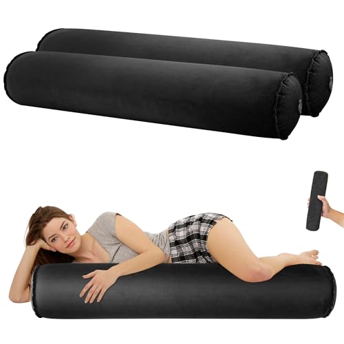 EULANT Aufblasbare Langes Kissen für Seitenschläfer, Aufblasbar Seitenschläferkissen für Reisen Camping Hausgebrauch, Tragbar Zylindrisch Umarmungskissen, Samt & Kompakt von EULANT