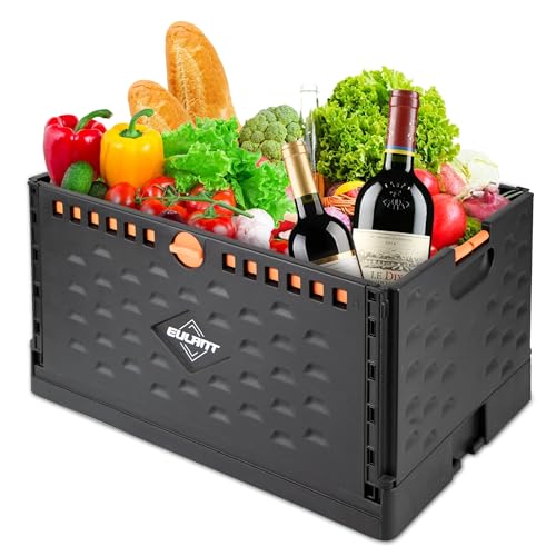 EULANT Faltbare Aufbewahrungsbox für Einkaufstrolley, Stapelbare Boxen für die Lagerung zu Hause und im Büro, Kunststoff Korb,Capacity 60L von EULANT