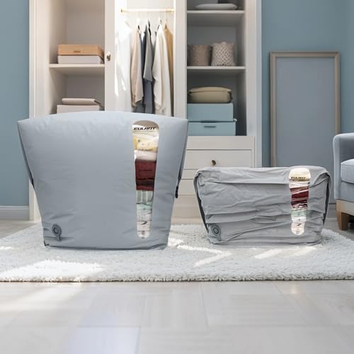 EULANT Große Nylon Vakuumbeutel für Kleidung mit luftdichtem IP67 Reißverschluss,Wasserdicht Vakumkompression Beutel für Bettdecken/Decken/Bettwäsche,Wiederverwendbar & Platzsparer & Trapezförmig von EULANT