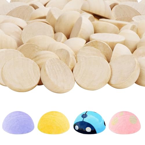 EULAPGOE 100 Stück Natürliche Halbe Holzkugeln 25mm Unfertige Halbe Holzkugeln Mini-Halbkugel Gespaltene Holzkugeln für DIY-Projekte Kinder Kunst Und Bastelbedarf von EULAPGOE