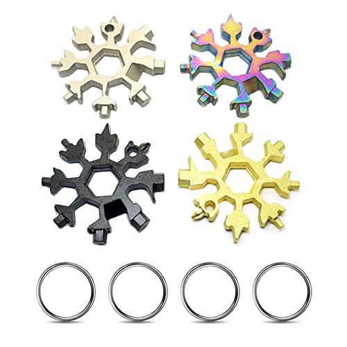 EULAPGOE 4er-Pack Schneeflocken Multi-Tool, 18-in-1 Multifunktionswerkzeug aus Metall, Perfekt für Outdoor, Camping & Abenteuer von EULAPGOE