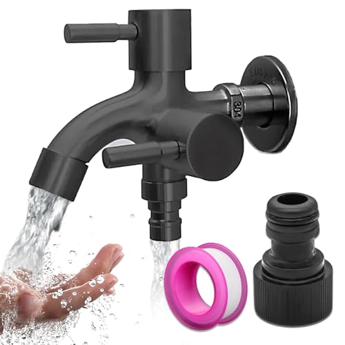EULAPGOE Garten Wasserhahn, 1/2 Zoll Doppel Wasserhahn Universal Doppel Auslaufhahn Doppelventil Schlauchanschlüsse Doppelwasserhahn Kugelhahn, 1 in 2 Multifunktionaler Wasserhahn EULAPGOE Garten Wasserhahn, 1/2 Zoll Doppel Wasserhahn Universal Doppel Auslaufhahn Doppelventil Schlauchanschlüsse Doppelwasserhahn Kugelhahn, 1 in 2 Multifunktionaler Wasserhahn von EULAPGOE