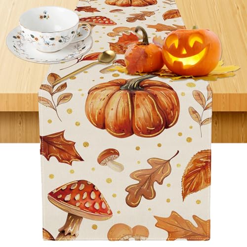 Kürbisse Blätter Herbst Tischläufer Ahornblätter Tischdekoration,Tischläufer Herbstdeko aus Leinen mit Kürbis und Ahornblatt Motiv für Herbstfest und Erntedank 1 Stück 33x183cm Orange Kürbisse Blätter Herbst Tischläufer Ahornblätter Tischdekoration,Tischläufer Herbstdeko aus Leinen mit Kürbis und Ahornblatt Motiv für Herbstfest und Erntedank 1 Stück 33x183cm Orange von EULAPGOE