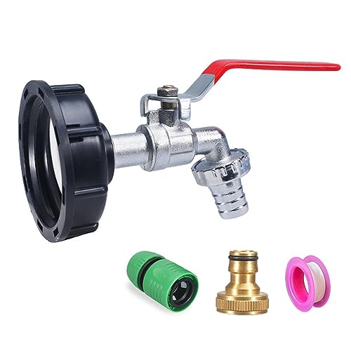 Auslaufhahn Adapter Tank IBC Auslaufhahn,Tank Adapter, IBC Tank Tap Adapter Wasserhahn Kugelauslaufhahn, 1/2" Messing IBC Tank Zubehör S60X6 Grobgewinde IBC Adapter Mit Schlauchanschluss und von EULAPGOE