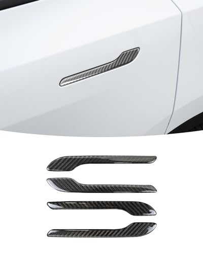 EULIMBQS Kohlefaser-Türgriffabdeckung für Tesla Model 3 2017–2023, Türgriffverkleidung, Aufkleberabdeckung für Tesla Model Y 2020–2023 (helles Carbon) von EULIMBQS