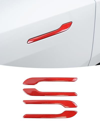 EULIMBQS Kohlefaser-Türgriffabdeckung für Tesla Model 3 2017–2023, Türgriffverkleidung, Aufkleberabdeckung für Tesla Model Y 2020–2023 (rot) von EULIMBQS