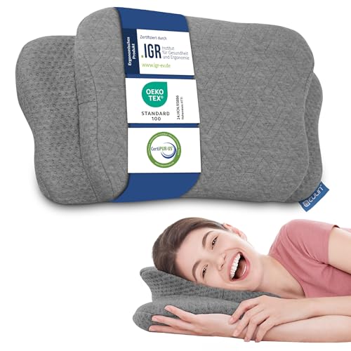 EULIN® ORTHOPÄDISCHES KOPFKISSEN – Ergonomisches Memory Foam Kissen - IGR zertifiziertes Nackenstützkissen für Seitenschläfer & Rückenschläfer – Antischnarch Kissen Schlaftherapie MF1 grau von EULIN