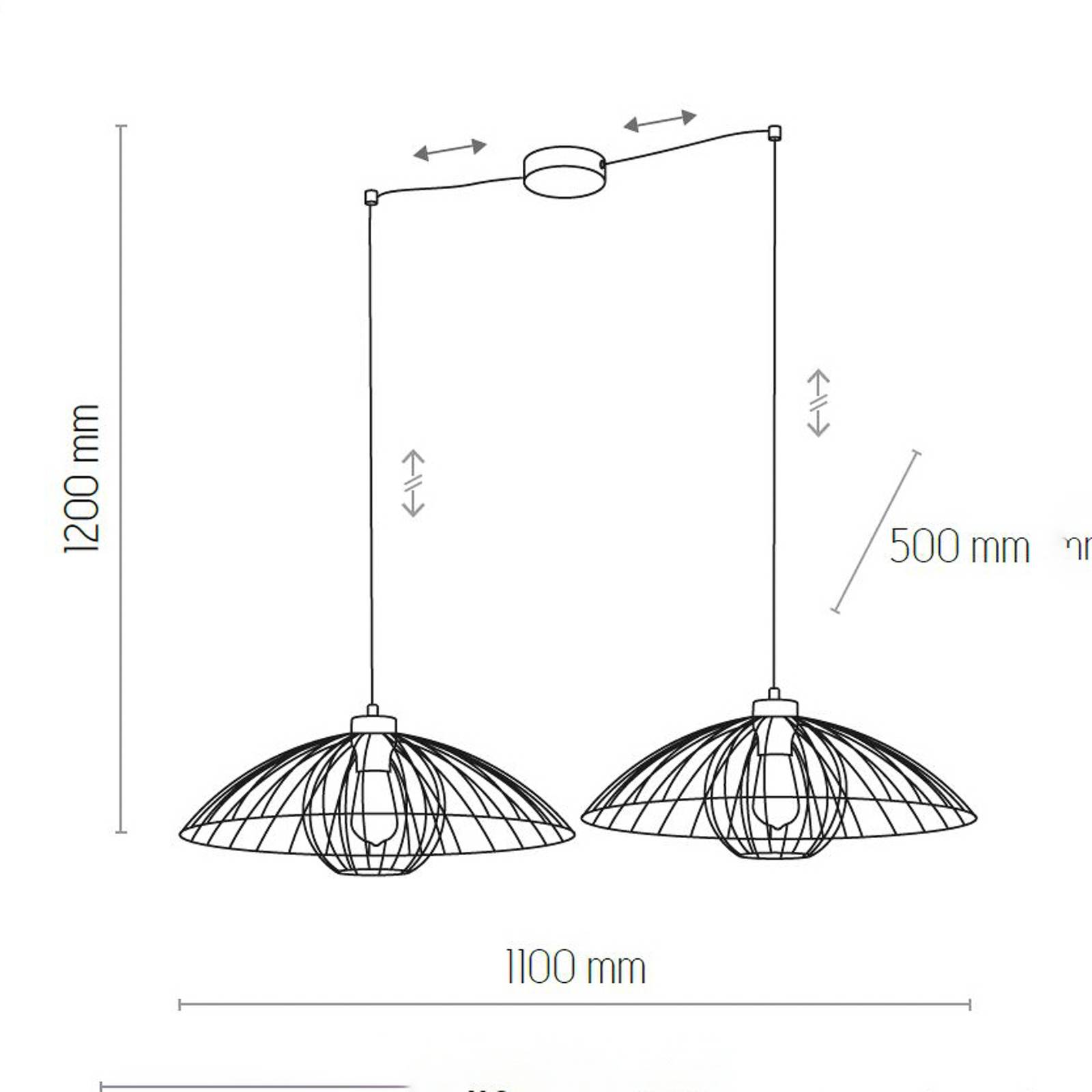 Hängeleuchte Barbella mit Käfigschirm, zweiflammig von TK Lighting