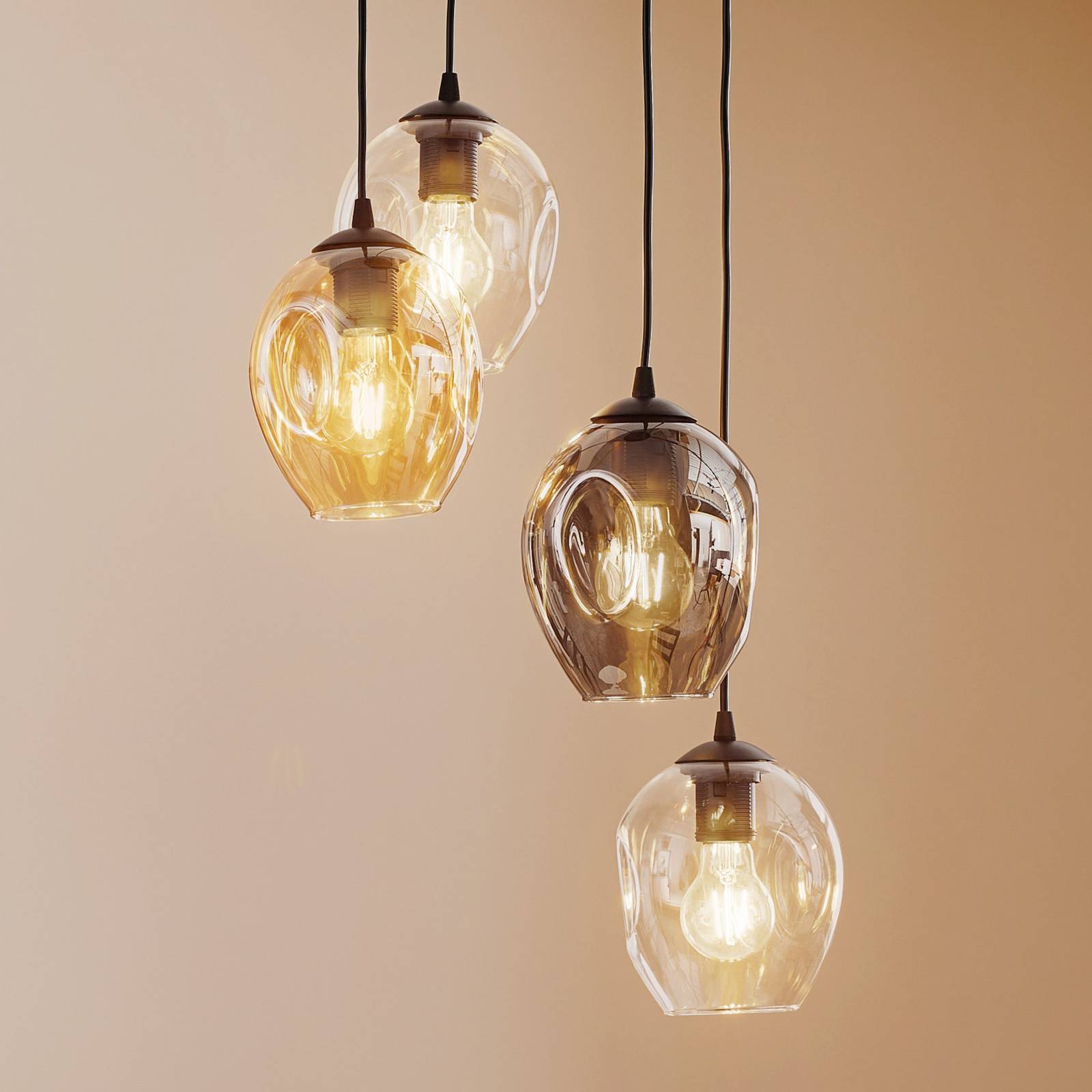 Pendellampe Starla rund 4-fl. grafit/amber/klar von EMIBIG LIGHTING