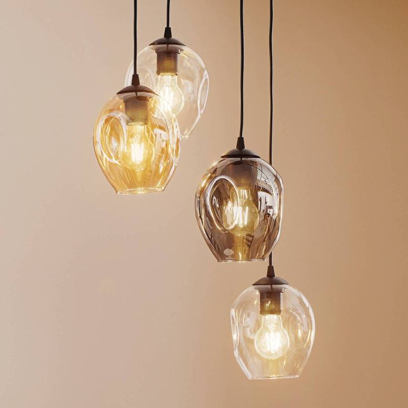 Pendellampe Starla rund 4-fl. grafit/amber/klar von EMIBIG LIGHTING