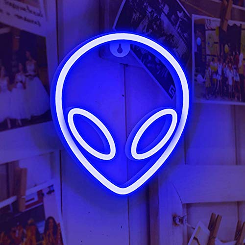 Alien Leuchtreklamen LED Alien Neonzeichen,Alien Neonlicht für Schlafzimmer Wand Home Bar Kunst Dekoration (Blau) von EUNEWR