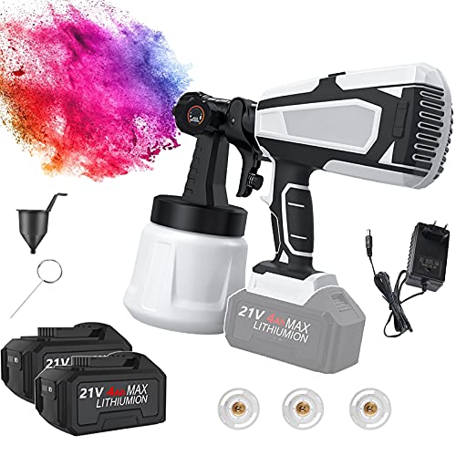 EUNEWR Elektrische Farbspritzpistole,Spritzpistolen für Farben mit abnehmbarem 1000ML Behälter,einstellbarem Ventilknopf&3 Düsen,Viskosität 80DIN/S,Akku-Farbspritzpistole für den Garten(+ Batterie) EUNEWR Elektrische Farbspritzpistole,Spritzpistolen für Farben mit abnehmbarem 1000ML Behälter,einstellbarem Ventilknopf&3 Düsen,Viskosität 80DIN/S,Akku-Farbspritzpistole für den Garten(+ Batterie) von EUNEWR