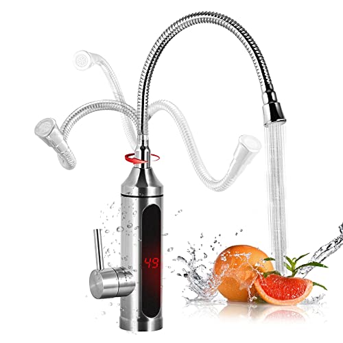 EUNEWR Elektrischer Wasserhahn 3000W Küche Durchlauferhitzer Küchenarmatur Durchlauferhitzer Beheizbarer Wasserhahn mit Temperaturanzeige Geht in 360 Grad Verstellen,Smart Heater von EUNEWR
