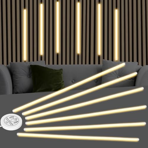 EUNEWR LED für Akustikpaneele, 6 x 90CM Dimmbare Led Akustikpaneele Beleuchtung mit Berührungssensor, Eingebetteter Akustikpaneele Schneidbar LED Streifen für Akustikpaneele, Regale, Schränke von EUNEWR